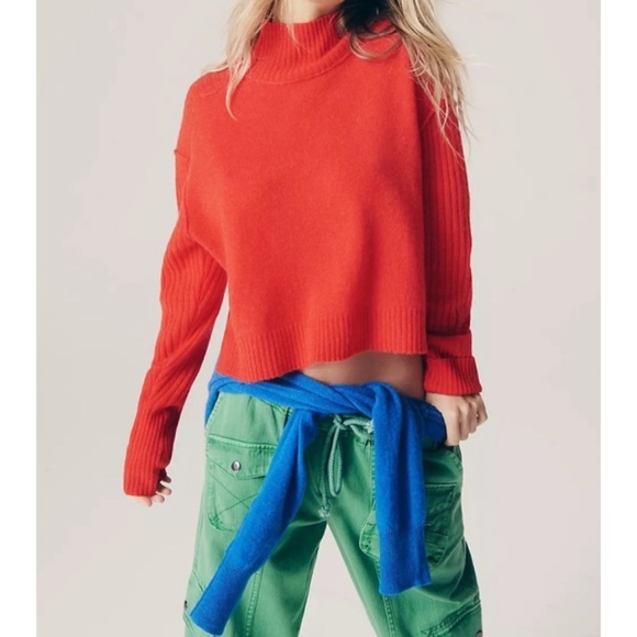 Free People Aubrey Cashmere Sweater Tomato XS - Picture 13 of 14